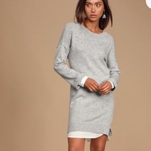 RD Style Two Fer Heather Grey Layered Shirt Sweater Dress